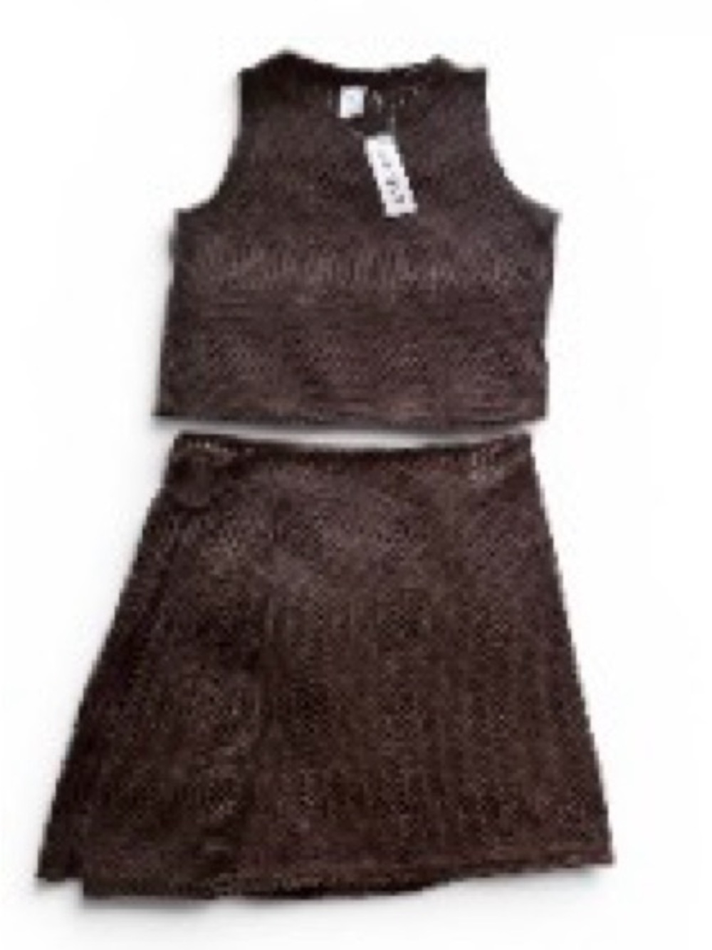 Sleeveless Mesh Swim Coverup Set in Dark Brown